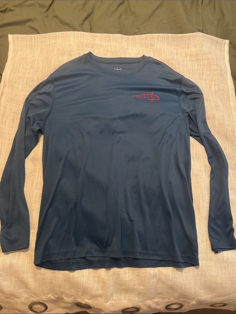 Men's Long-Sleeve Performance Tee in Navy with Red Accent
